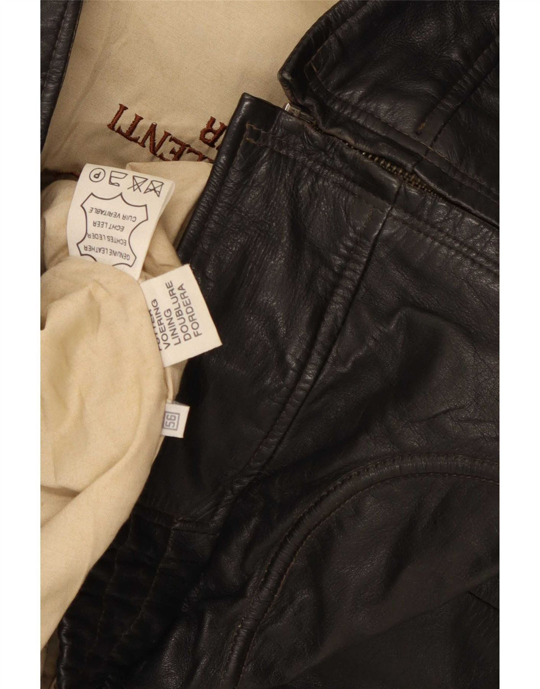 Vintage Herren Lederjacke IT 56 3XL Schwarz