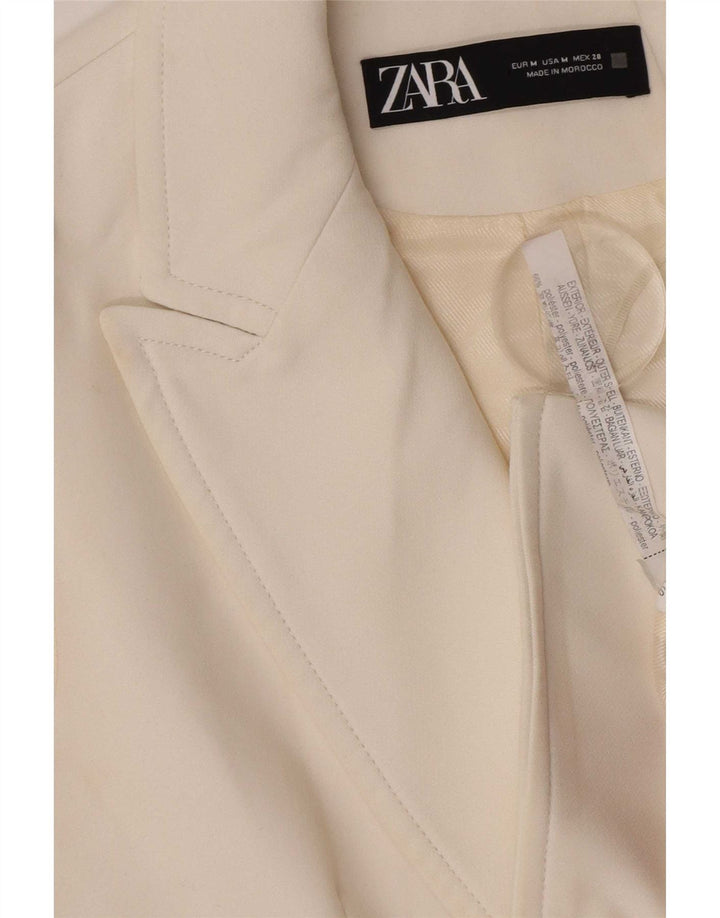 Zara Damen ärmellose zweireihige Blazerjacke UK 12 Mittelweiß