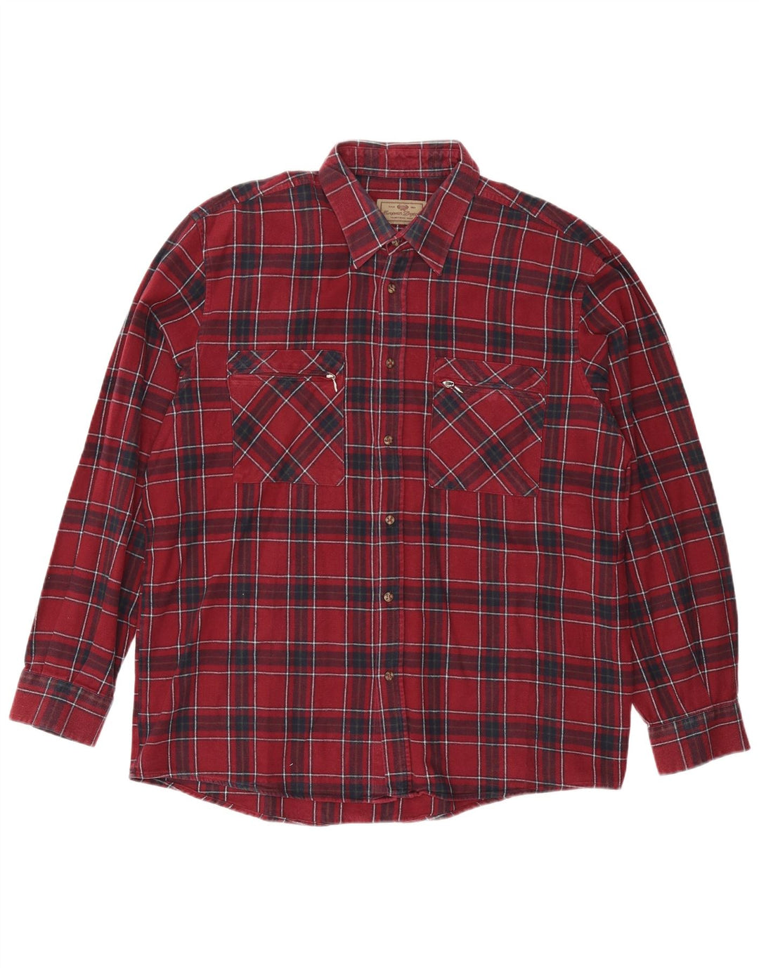 EUROPEAN PROJECT Herren Flanellhemd XL Burgunderrot kariert Baumwolle