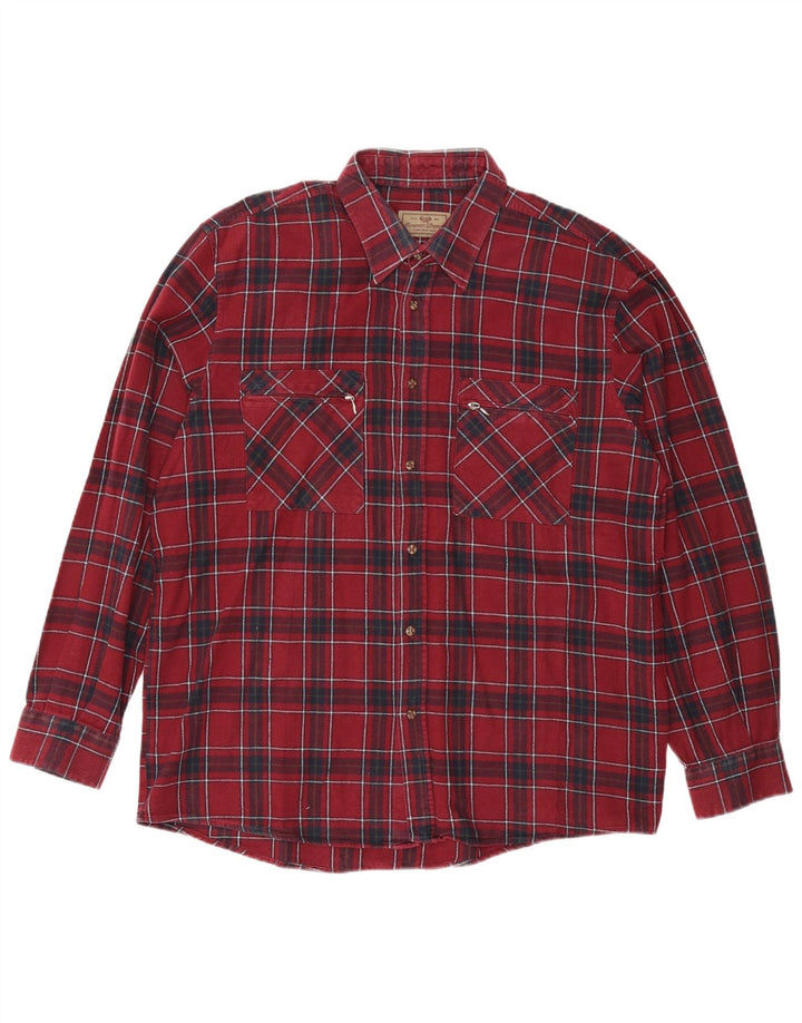 EUROPEAN PROJECT Herren Flanellhemd XL Burgunderrot kariert Baumwolle