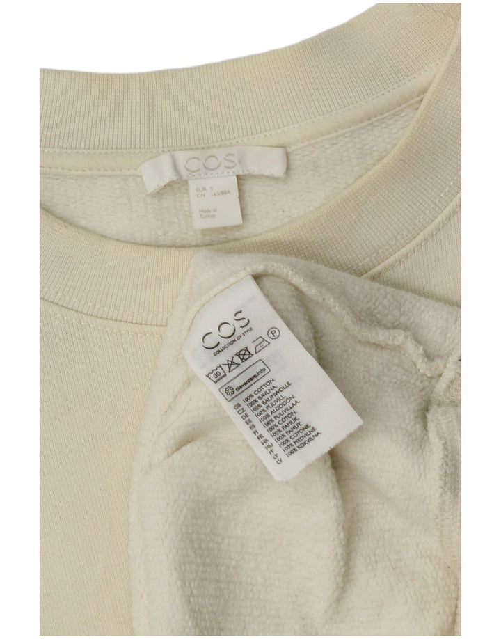 Cos übergroßer Damen-Sweatshirt-Pullover, Gr. 10, Größe S, cremefarbene Baumwolle