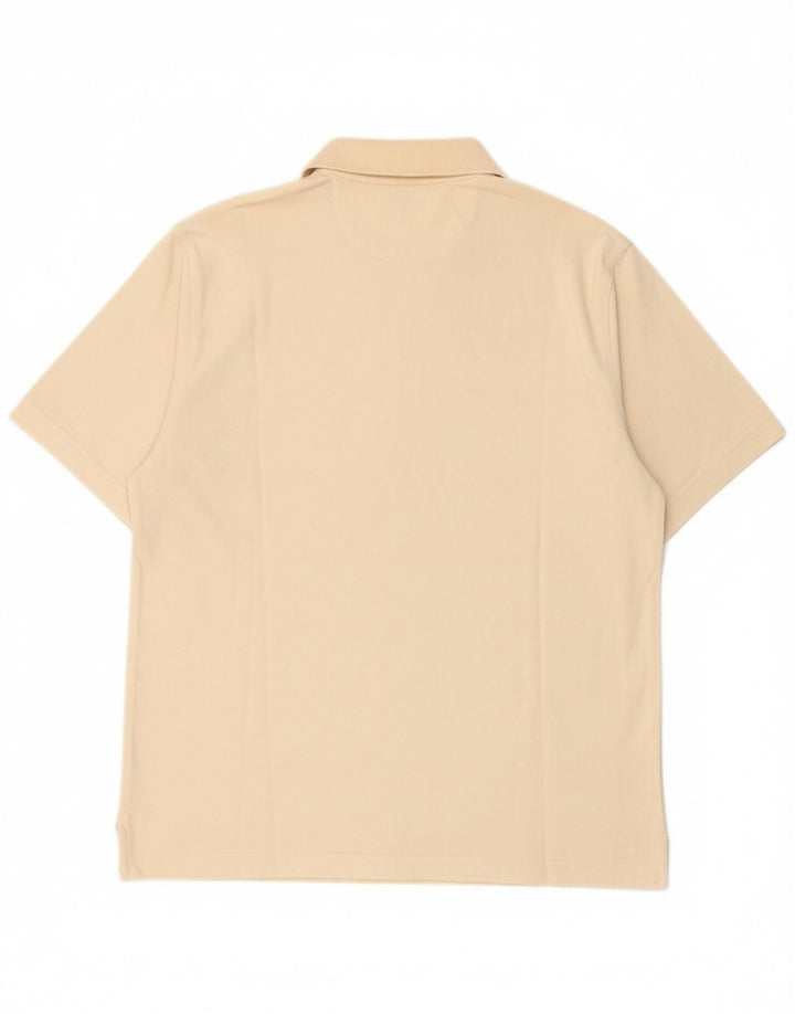 REGINA SCHRECKER Mens Polo Shirt Large Beige Cotton