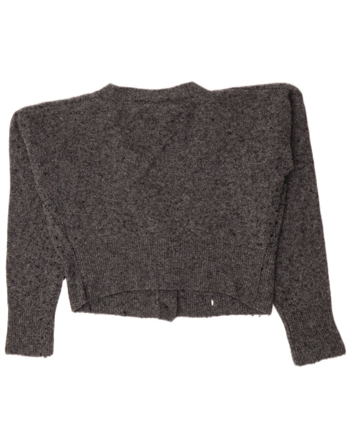 Zara Damen Crop Cardigan Pullover UK 14 Mittelgrau meliert