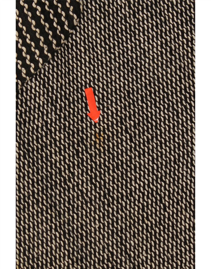 Vintage Damen Pinafore Kleid UK 12 Medium Schwarz Chevron Baumwolle