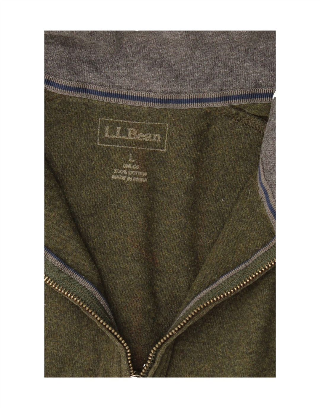 L.L.BEAN Mens Zip Neck Sweatshirt Jumper Large Khaki Vintage L.L.Bean and Second-Hand L.L.Bean from Messina Hembry 