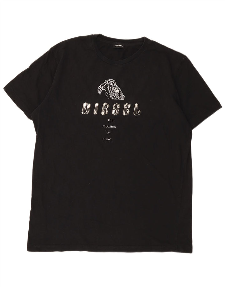 Diesel Herren Graphic T-Shirt Top XL Schwarz Baumwolle