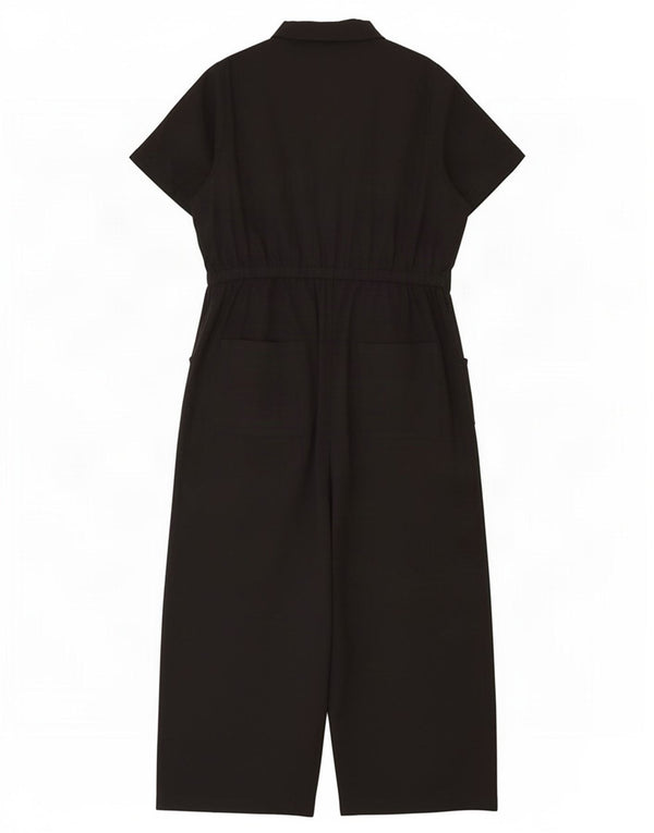 Lucy & Yak Damen Kurzarmoverall UK 26 5XL Schwarze Baumwolle