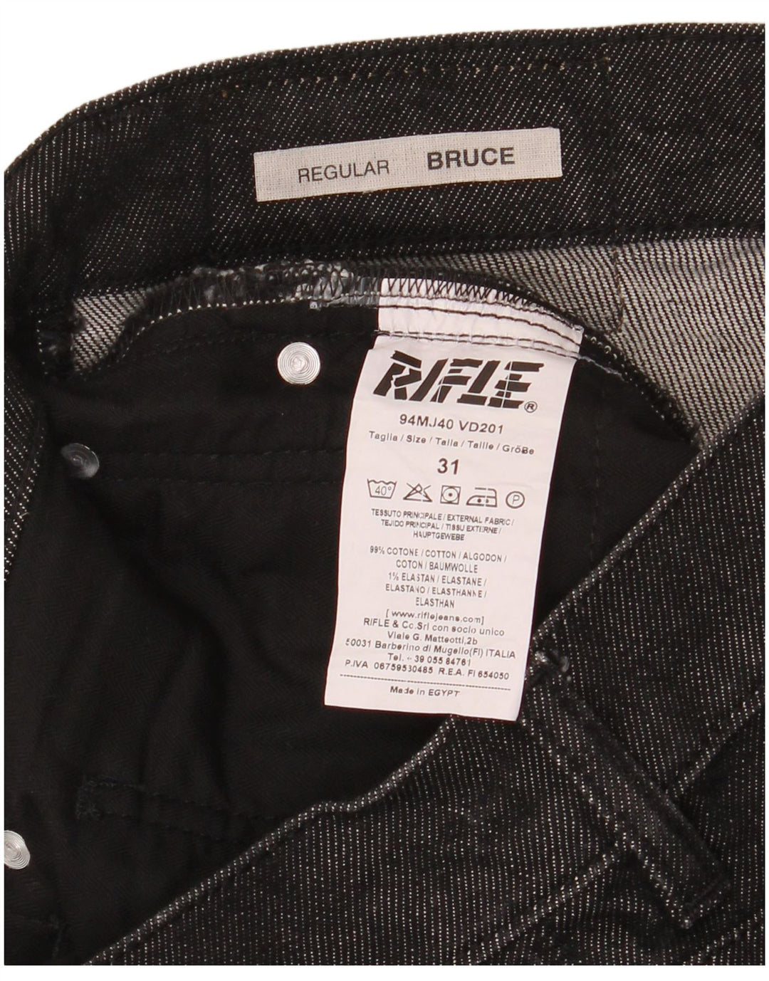 RIFLE Damen Bruce Regular Straight Jeans W31 L32 Schwarze Baumwolle