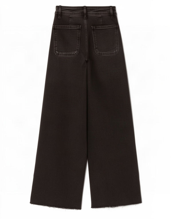 Zara Mädchen-Jeans mit weitem Bein, 11–12 Jahre, W24 L26, schwarze Baumwolle