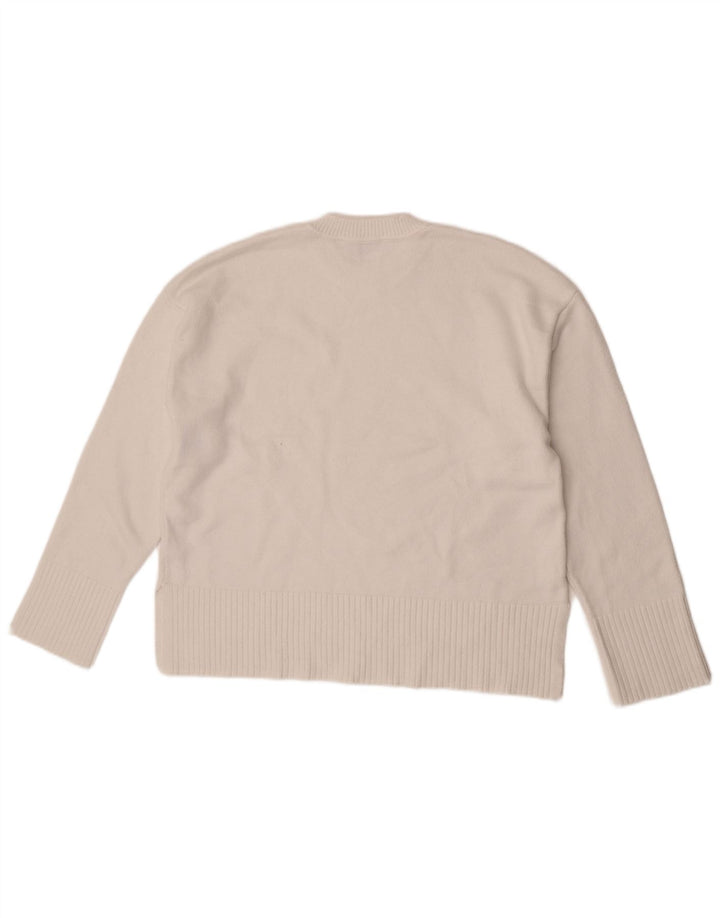Zara Damen-Pullover, übergroß, Rundhalsausschnitt, Gr. 10, Größe S, weiße Viskose