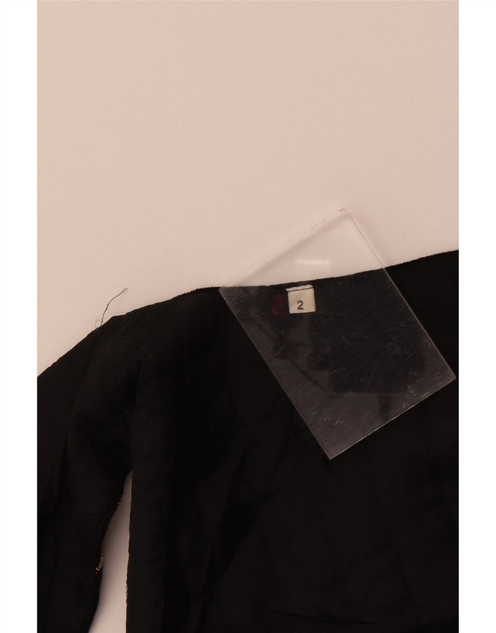 Vintage Damen Samt OPEN Weste US 2 XS Schwarz