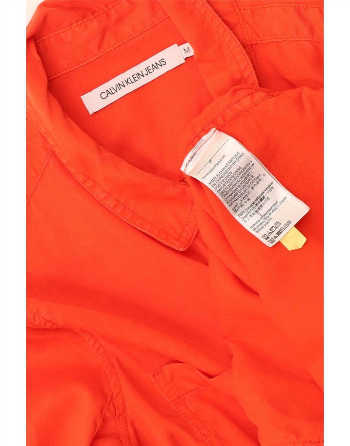 Calvin Klein Jeans Damen Hemd UK 14 Medium Orange Lyocell