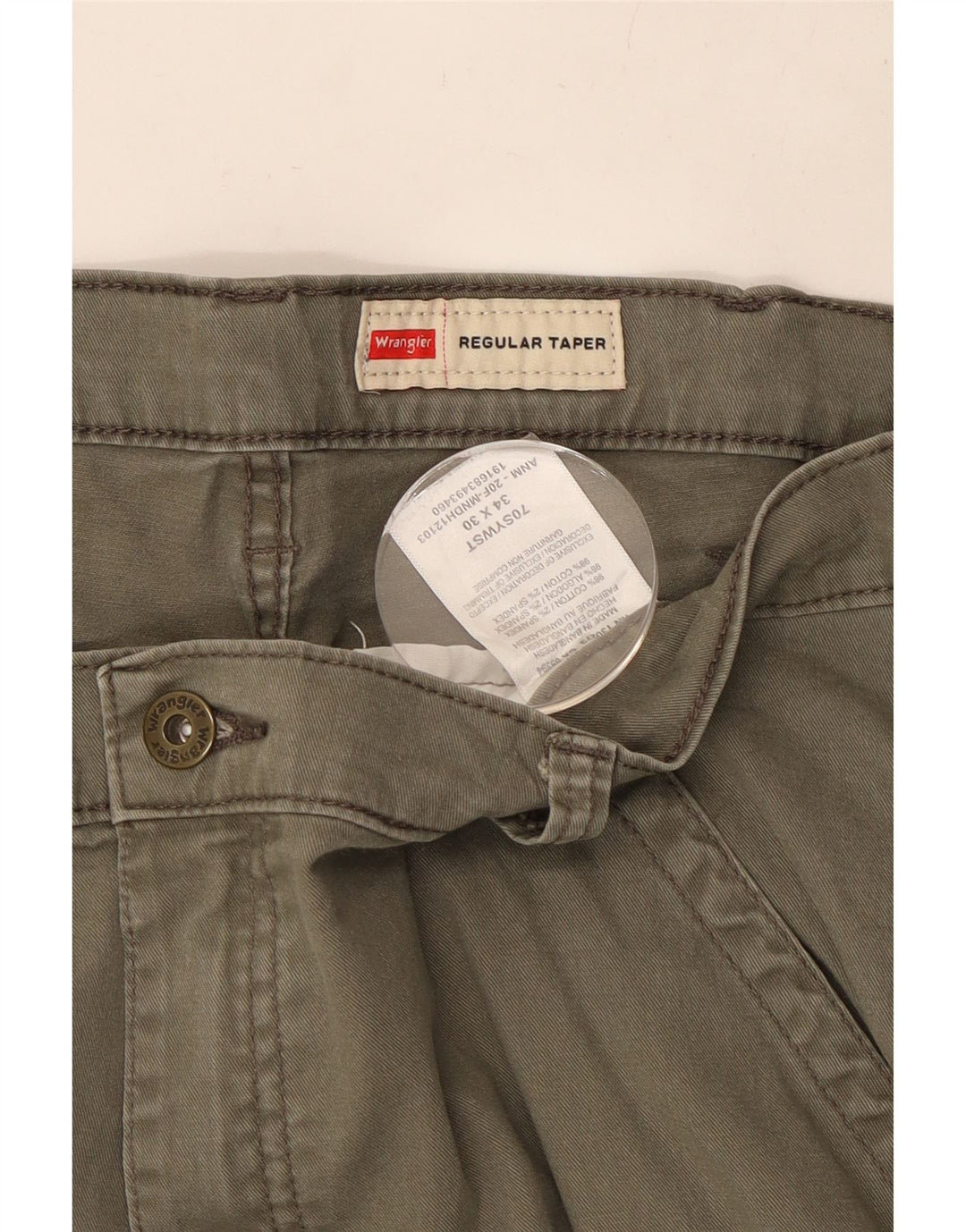 WRANGLER Herren Regular Tapered Cargohose W34 L30 Khaki Baumwolle
