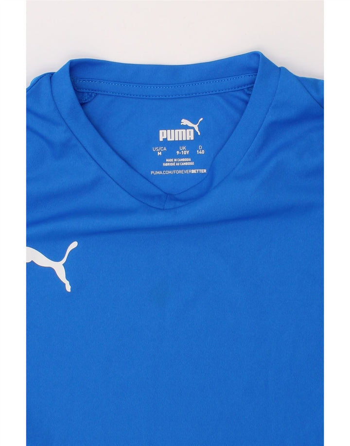 PUMA Boys T-Shirt Top 9-10 Years Medium  Blue Polyester Vintage Puma and Second-Hand Puma from Messina Hembry 