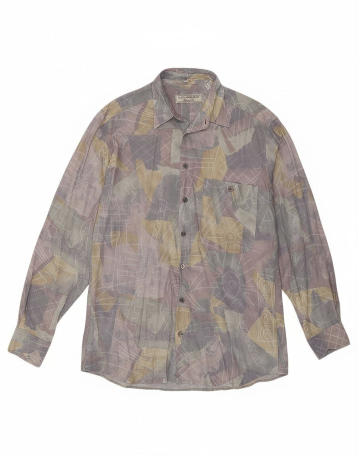 CLUB D'AMINGO Mens Abstract Pattern Shirt Size 39/40 Medium Multicoloured Vintage Club D'Amingo and Second-Hand Club D'Amingo from Messina Hembry 