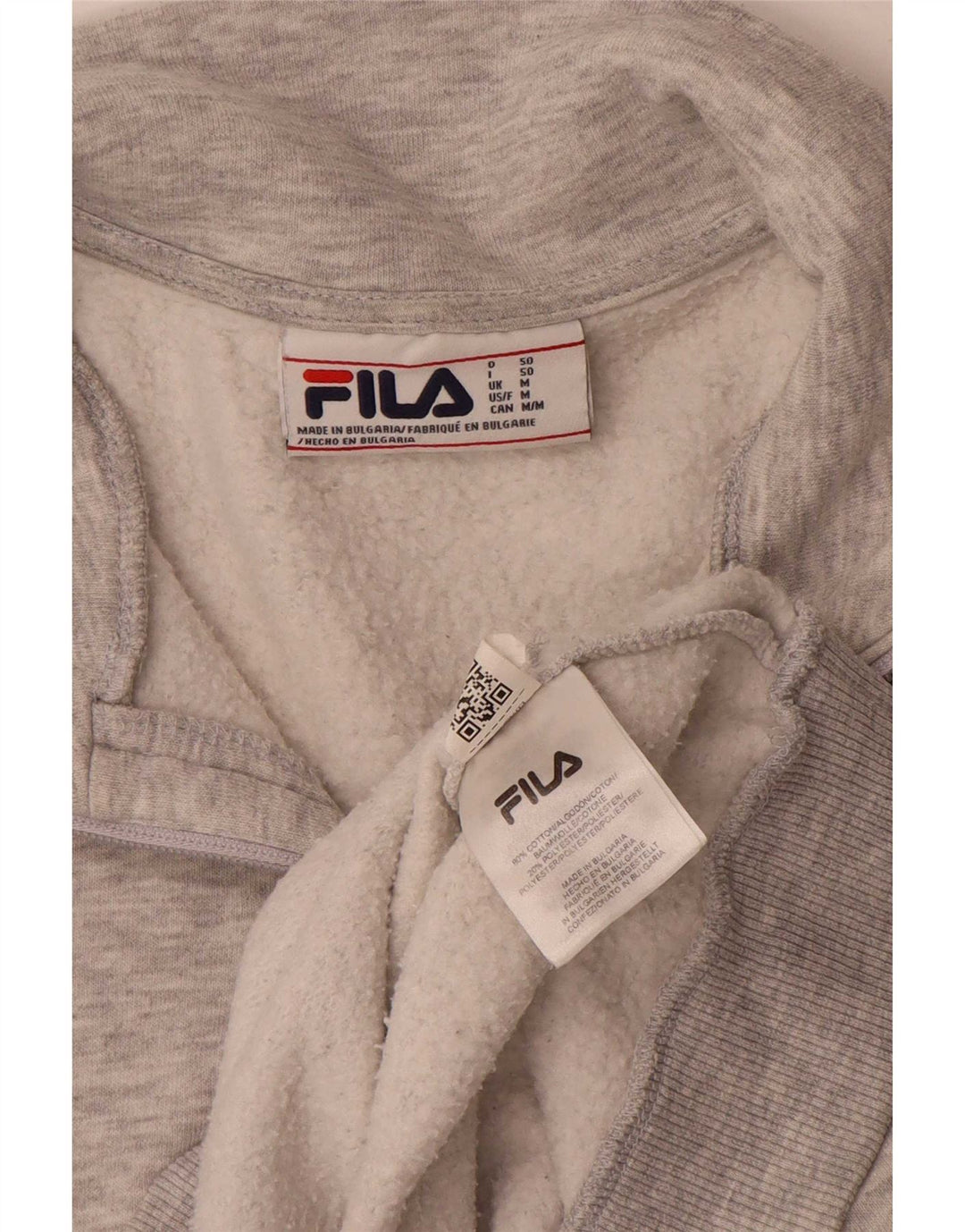 Fila Herren-Sweatshirt mit Reißverschluss am Hals, mittelgrau gesprenkelte Baumwolle