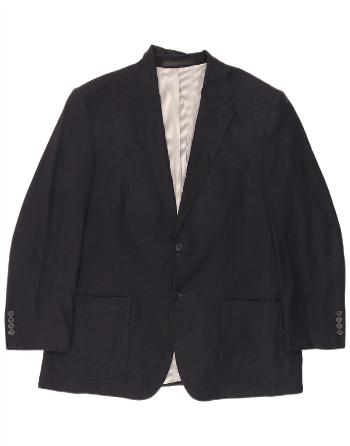 Marks & Spencer Herren-Blazer mit 2 Knöpfen, UK 44, XL, Marineblau, Leinen