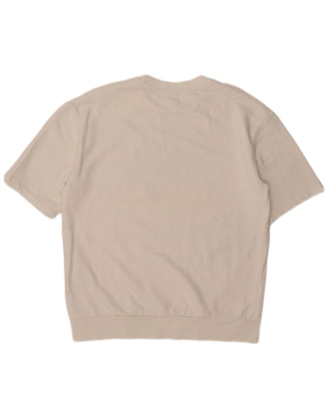 Zara Herren Grafik-Kurzarm-Sweatshirt-Pullover, groß, weiße Baumwolle