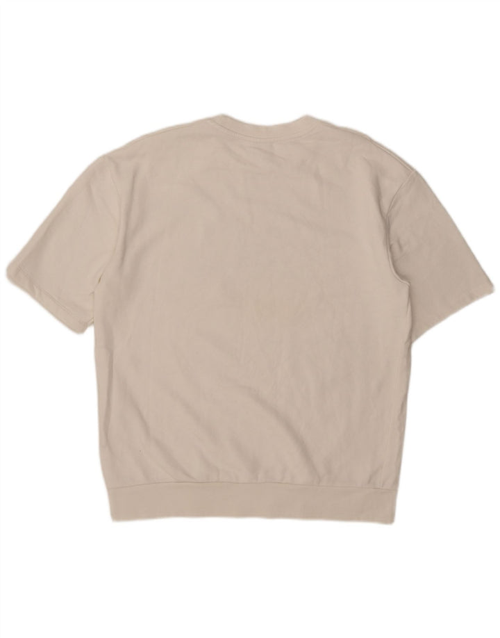Zara Herren Grafik-Kurzarm-Sweatshirt-Pullover, groß, weiße Baumwolle