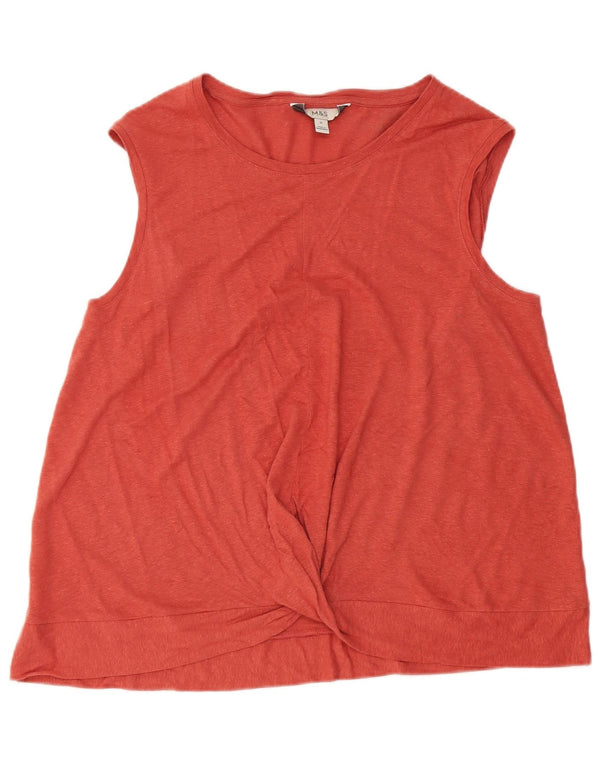 Marks & Spencer Damen Weste Top UK 16 Large Kastanienbraunes Leinen