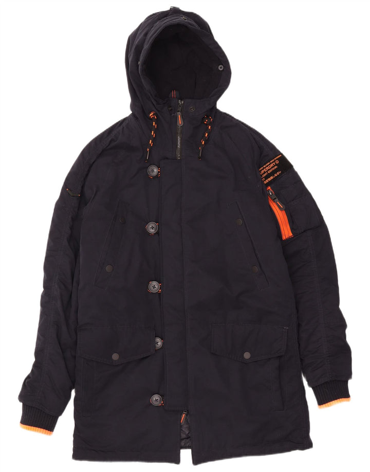 Superdry Herren-Parka mit Kapuze, UK 38, Mittelmarineblau, Polyester