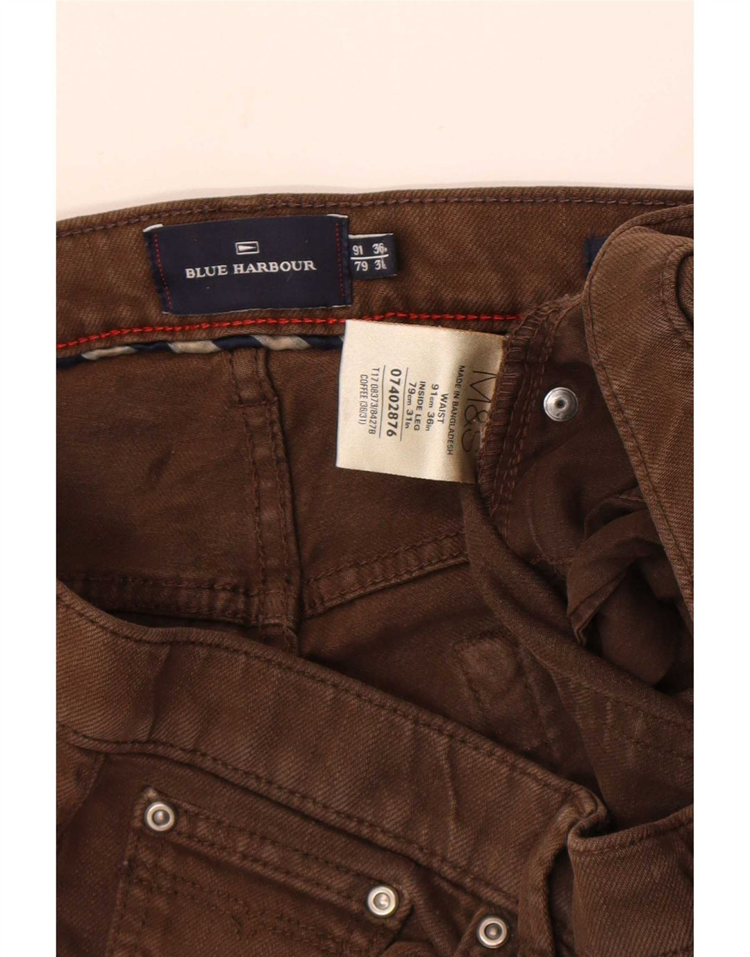 Marks & Spencer Damen Blue Harbor Straight Jeans W36 L31 Braune Baumwolle