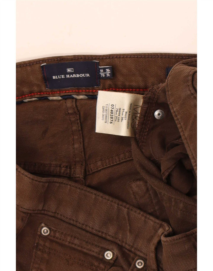 Marks & Spencer Damen Blue Harbor Straight Jeans W36 L31 Braune Baumwolle
