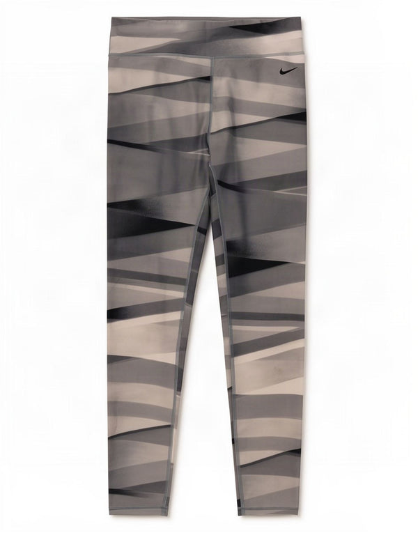 Nike Damen Dri Fit Leggings UK 12 Mittelgraues geometrisches Polyester