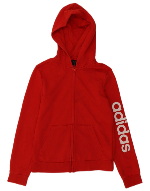 Adidas Damen Graphic Zip Hoodie Pullover UK 8/10 Small Rote Baumwolle