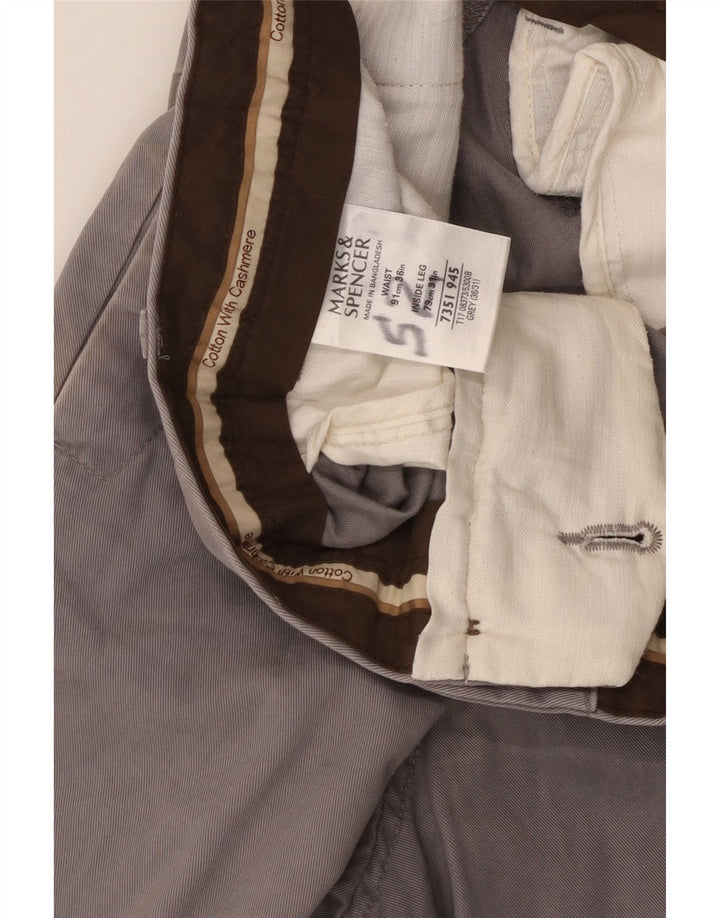 Marks & Spencer Herren gerade Chinohose W36 L31 graue Baumwolle