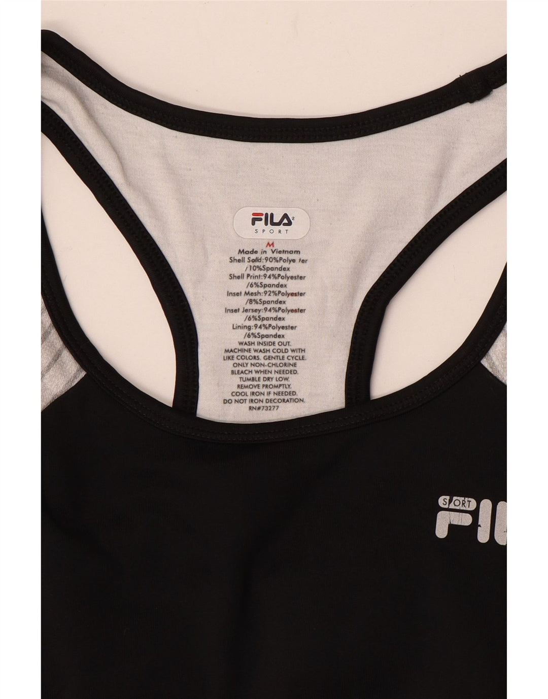 FILA Damen-Trägershirt UK 12 Mittelschwarzes Colourblock-Polyester