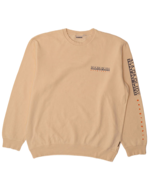 Napapijri Herren Graphic Regular Fit Sweatshirt Pullover XL Beige Baumwolle