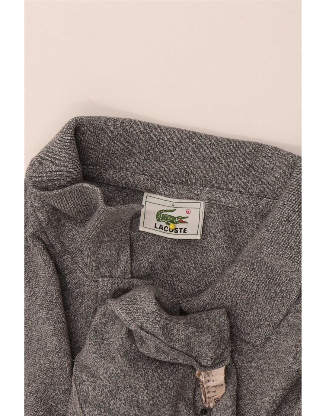 Lacoste Herren-Langarm-Poloshirt, Größe 4, mittelgraue Baumwolle
