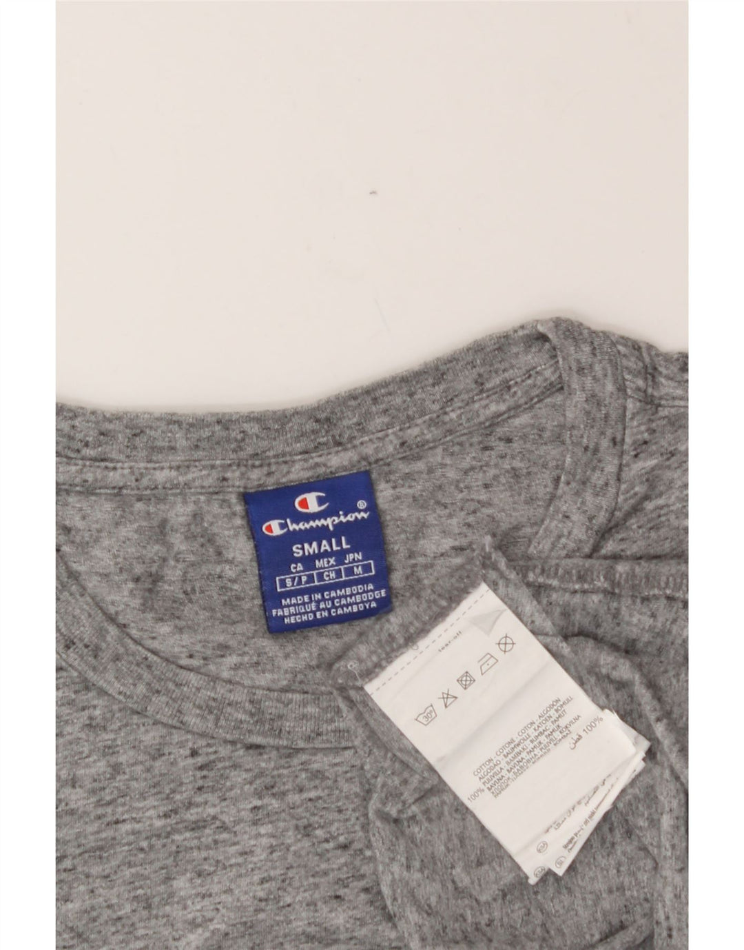 CHAMPION Mens Graphic T-Shirt Top Small Grey Flecked Cotton Vintage Champion and Second-Hand Champion from Messina Hembry 