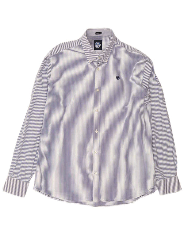 North Sails Herren-Hemd mit normaler Passform, XL, blaue Nadelstreifen-Baumwolle