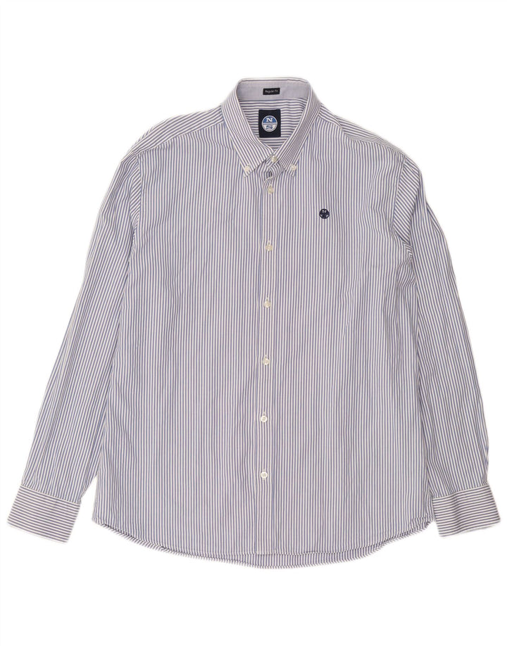 North Sails Herren-Hemd mit normaler Passform, XL, blaue Nadelstreifen-Baumwolle