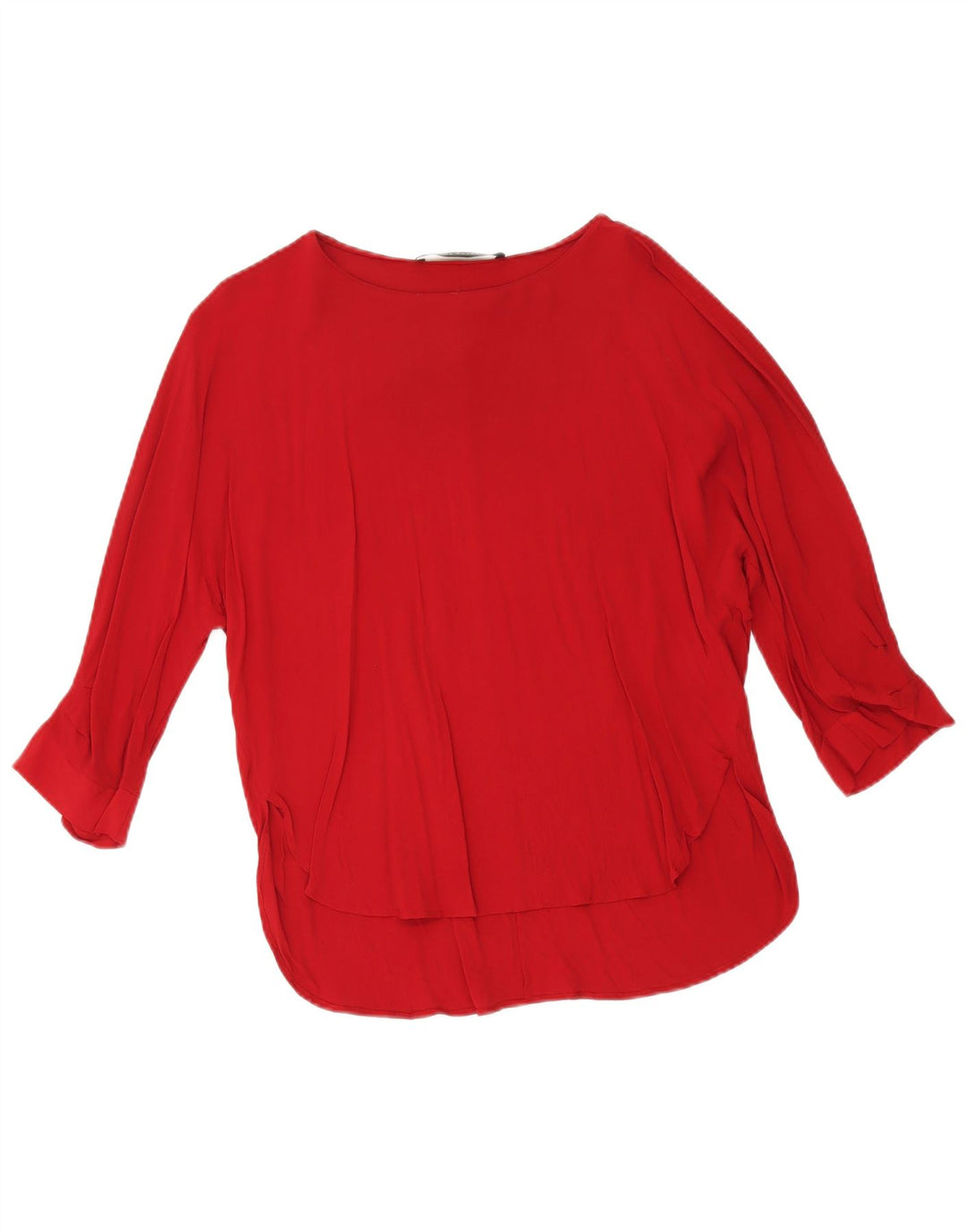 Zara Damen-Blusenoberteil mit 3/4-Ärmeln, übergroß, Gr. 10, Größe S, rote Viskose