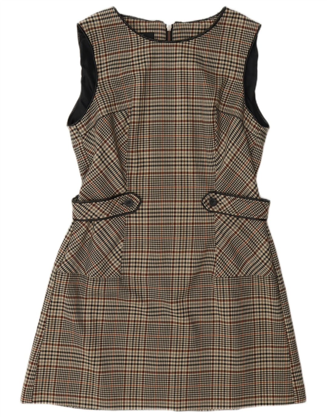 Next Ärmelloses A-Linien-Kleid für Damen, Größe 44, Mittelgrau mit Hahnentrittmuster