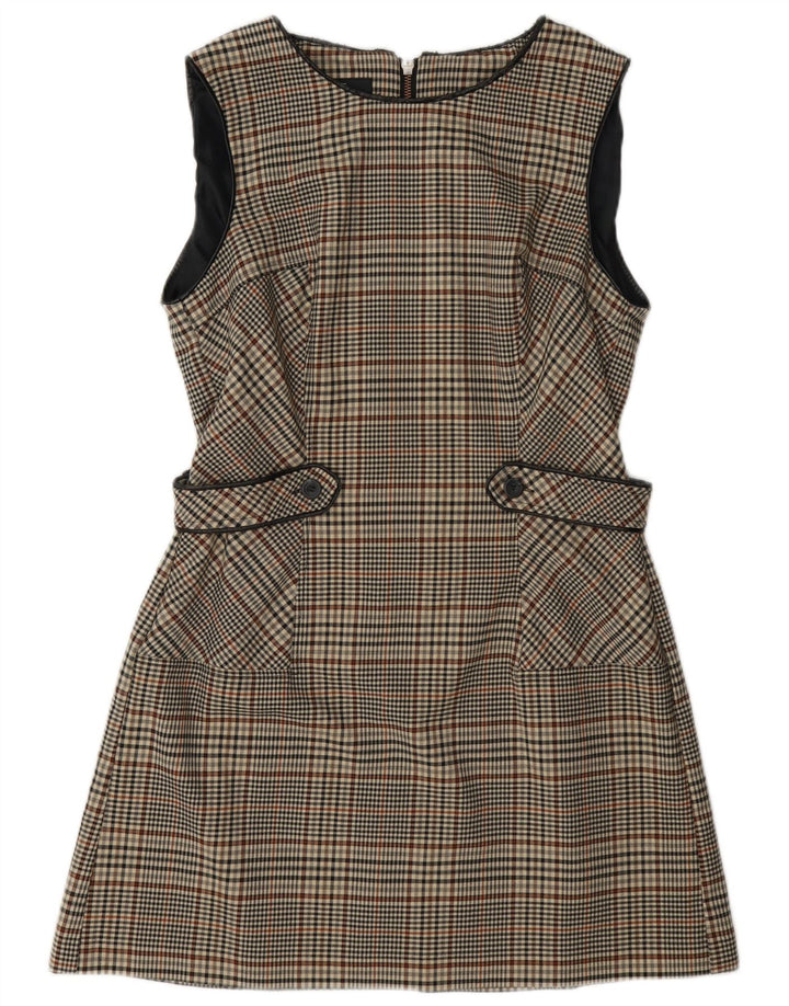 Next Ärmelloses A-Linien-Kleid für Damen, Größe 44, Mittelgrau mit Hahnentrittmuster