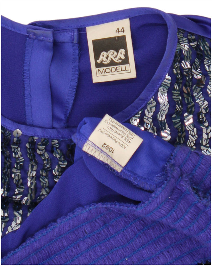 ARA Damen Langarm-Blusenoberteil EU 44 XL Blaues Polyester