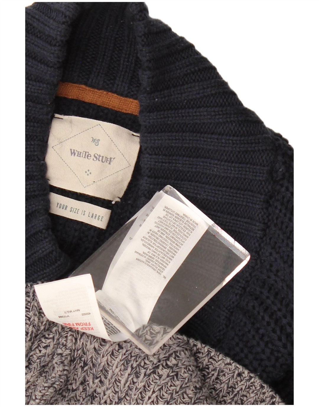 WHITE STUFF Damen-Pullover mit Knopfkragen, UK 16, Größe L, Grau, Farbblock