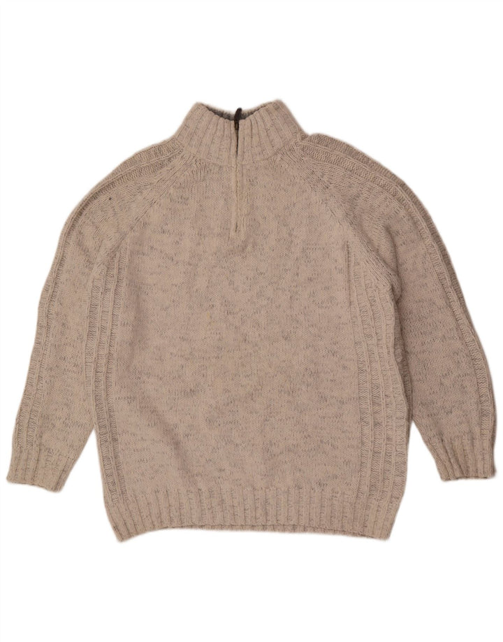 Marks & Spencer Herren-Pullover mit normaler Passform und Reißverschluss, XL, beige meliert