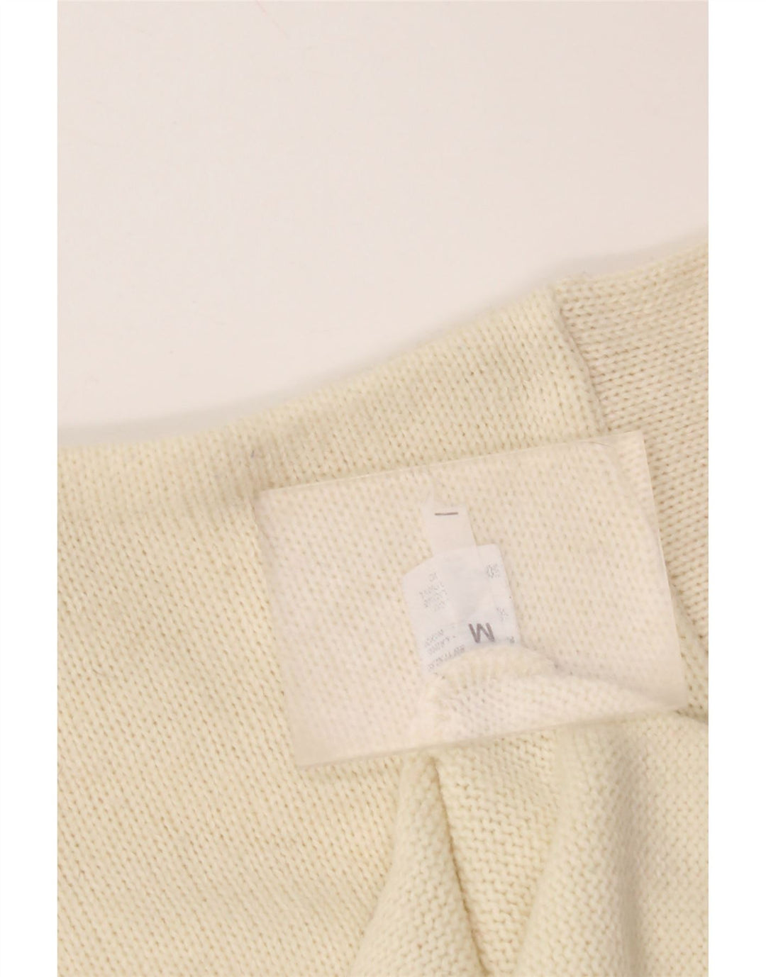 VINTAGE Damen Crop Rollkragenpullover Pullover UK 14 Medium Off White