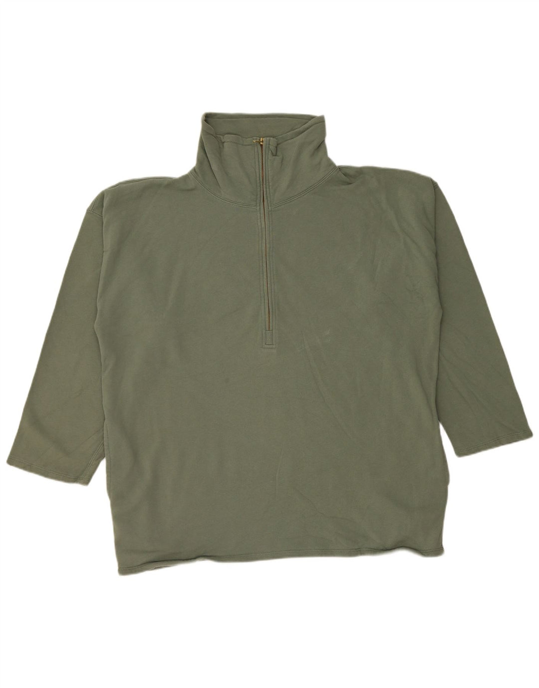 J. CREW Übergroßer Damen-Sweatshirtpullover mit Reißverschluss am Hals, Gr. 16, Grün