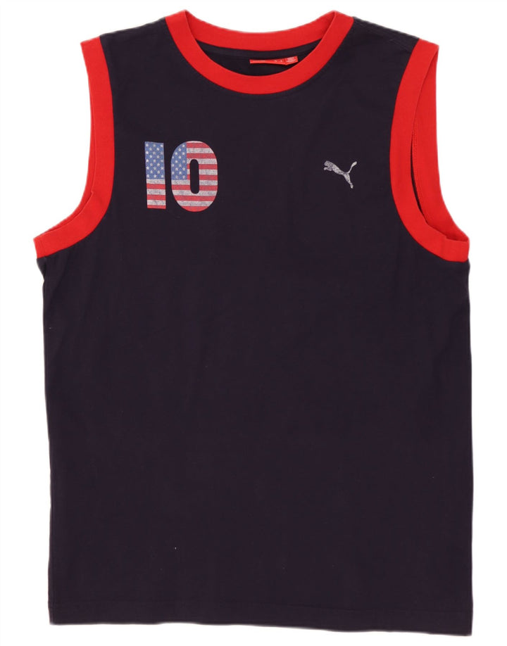 PUMA Herren Graphic Vest Top Large Marineblaue Baumwolle