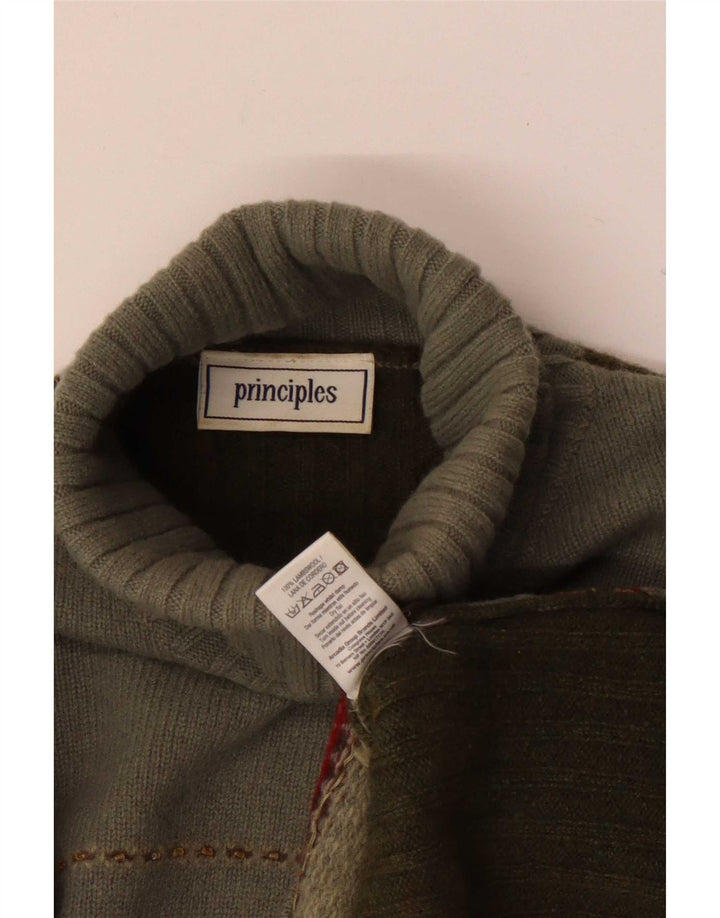 Principles Rollkragenpullover für Damen, UK 14, mittleres Khaki, Farbblock