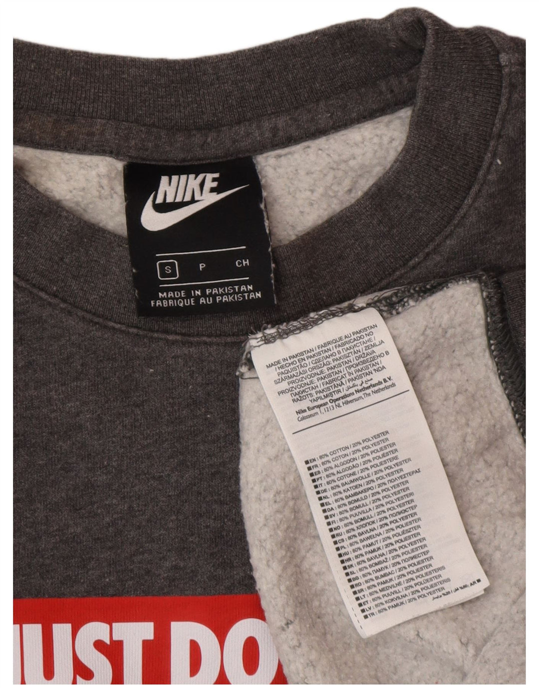 Nike Herren-Sweatshirt mit Grafik, Größe S, Grau, Baumwolle