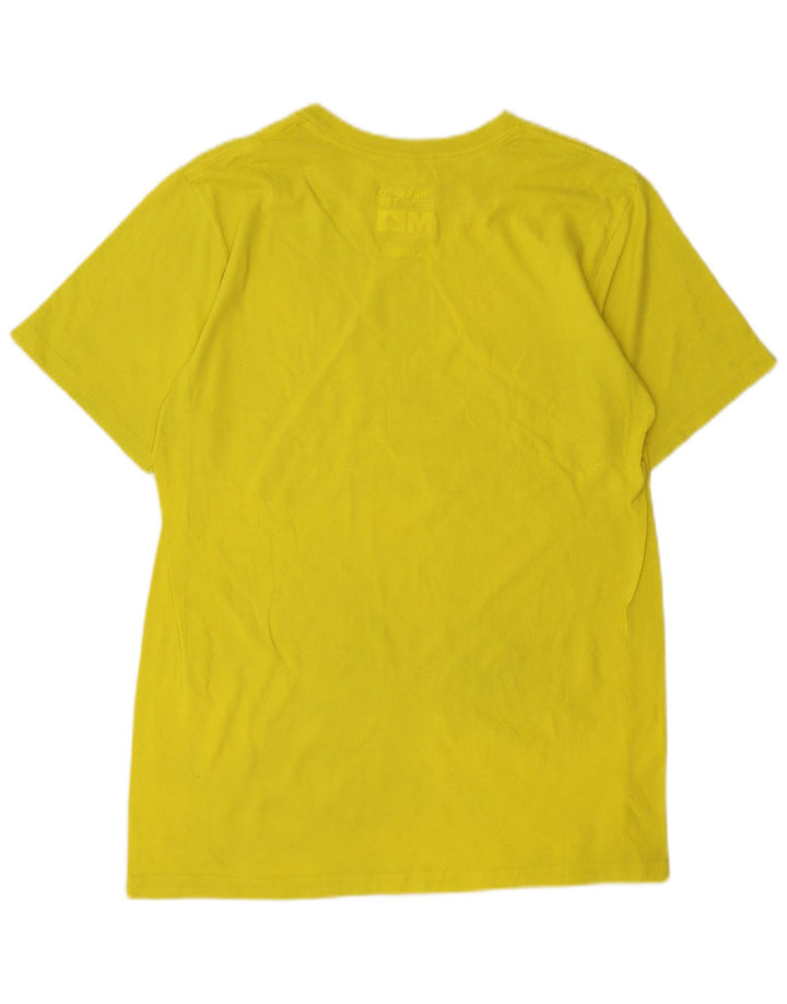 ADIDAS Mens Graphic T-Shirt Top Medium Yellow Cotton