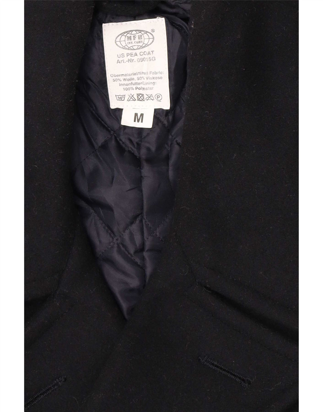 MFH Herren Pea Coat UK 38 Mittelmarineblaue Wolle