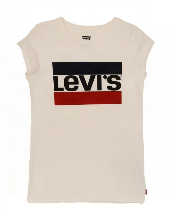 Levi's Mädchen-T-Shirt mit Grafik, 11–12 Jahre, weiße Baumwolle